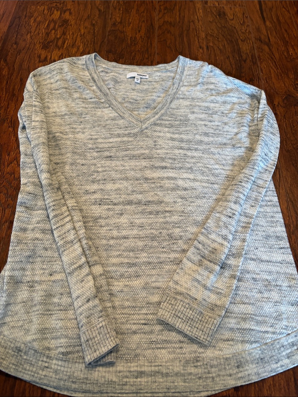 Sonoma gray space dye V-neck sweater